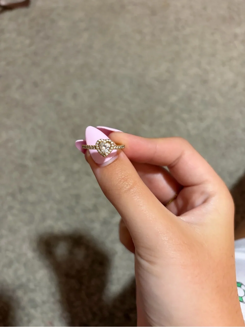 Pandora Gold Heart Halo Ring with White Stones